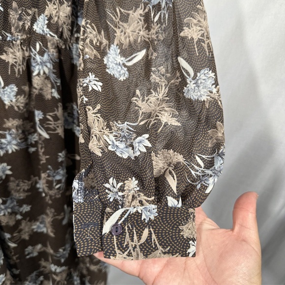 NEW All In Favor‎ [ Medium ] Square Neck Long Sleeve Midi Chiffon Dress - Picture 12 of 16